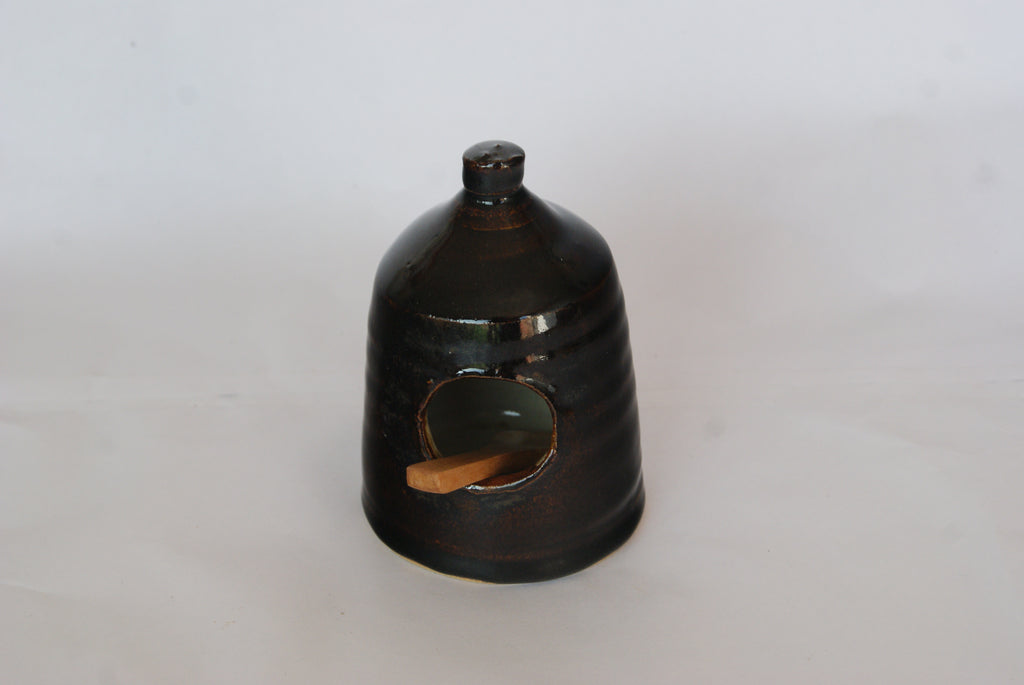 Salt pig - dark brown outside, cream inside