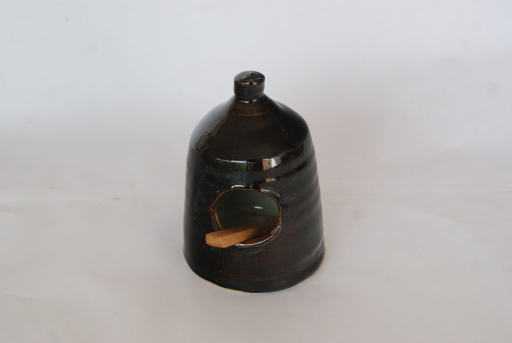 Salt pig - dark brown outside, cream inside
