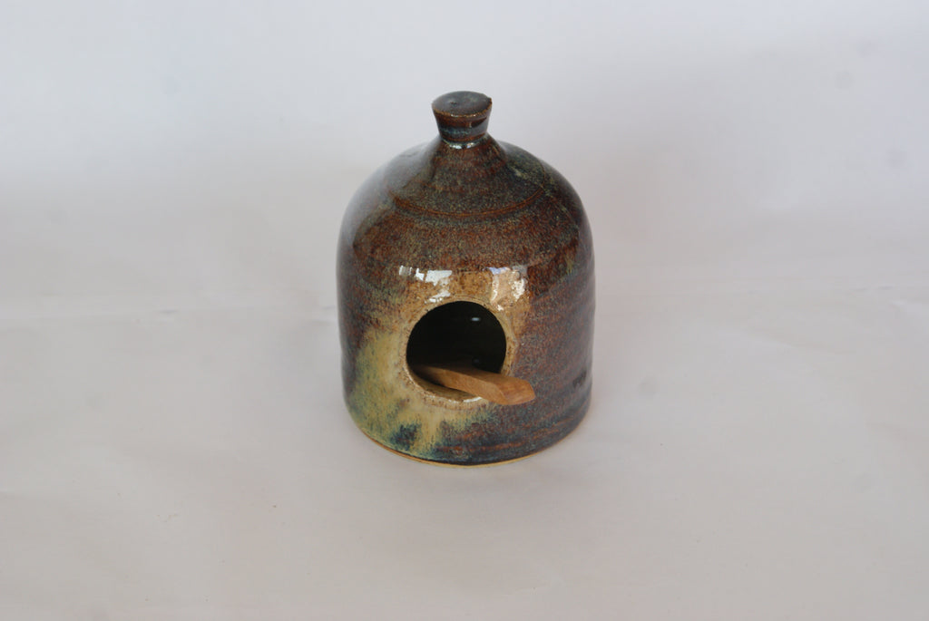Salt pig - tan/blue/brown
