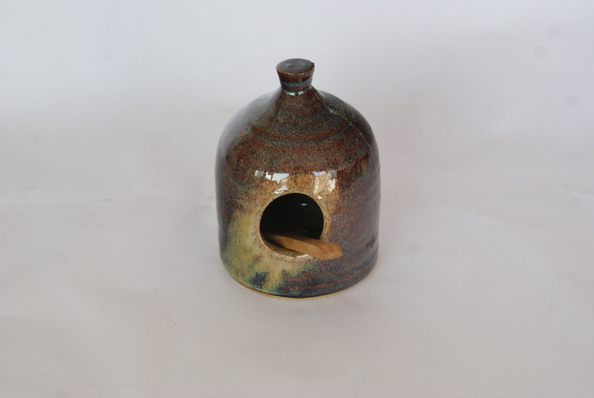 Salt pig - tan/blue/brown
