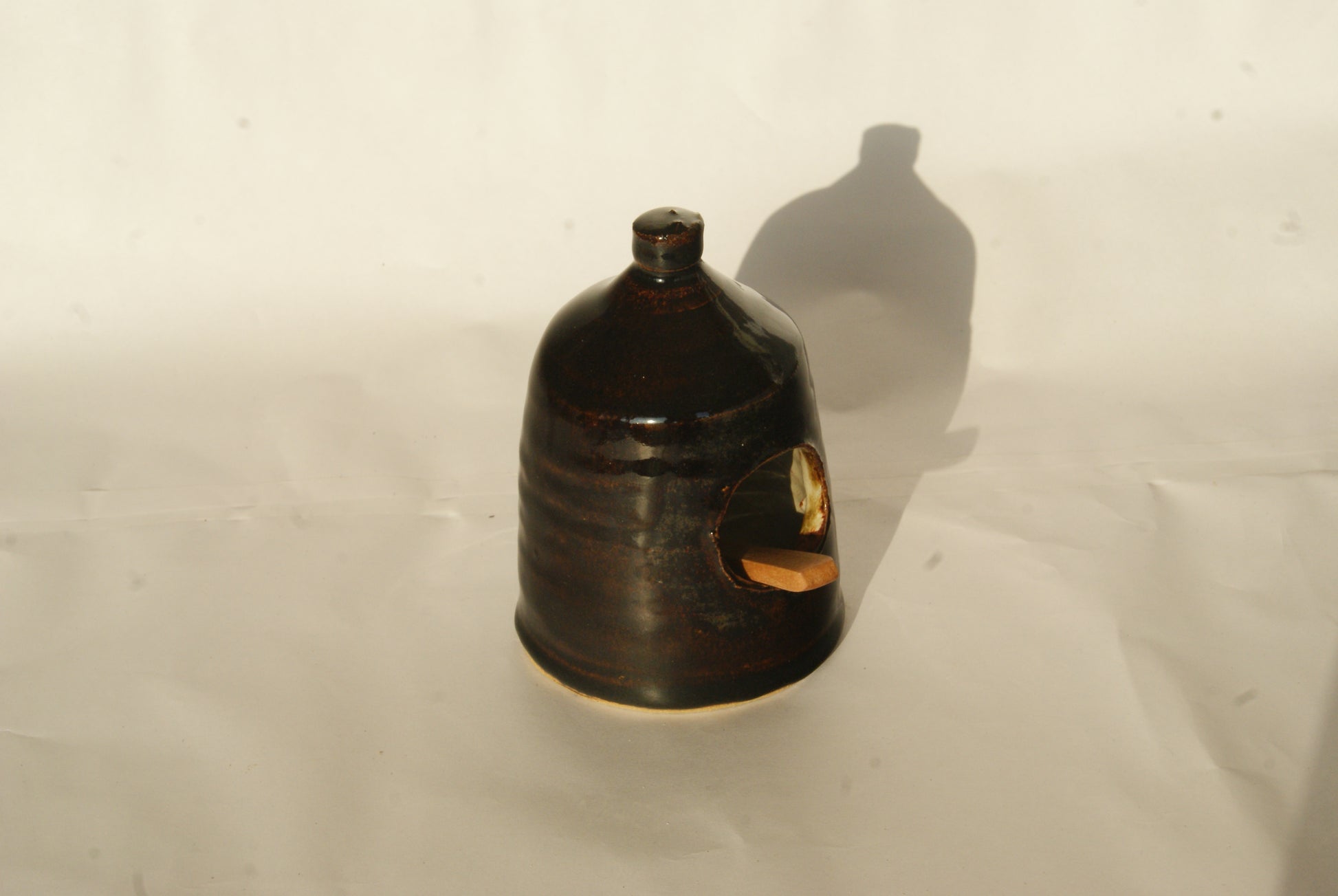 Salt pig - dark brown outside, cream inside