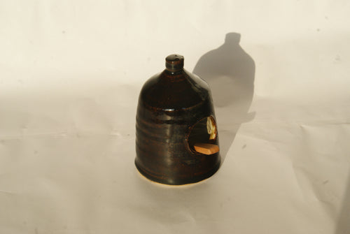 Salt pig - dark brown outside, cream inside